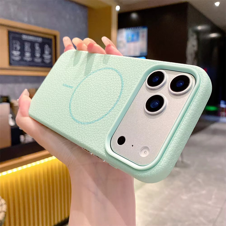 Xeber Luxus Business Magnetische PU Leder Schutzhülle für iPhone kompatibel mit MagSafe, Farbe: Weiß - Bild 1