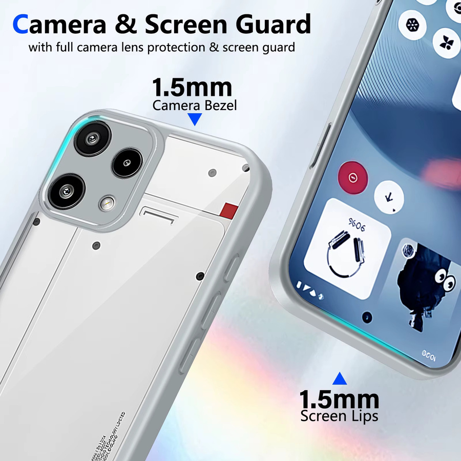 Stoßfeste Silikon-Hülle für Nothing Phone 3A Lite 5G, transparent matt mit Luftkissen-Schutz und Hartschale-Rückseite - Bild 3