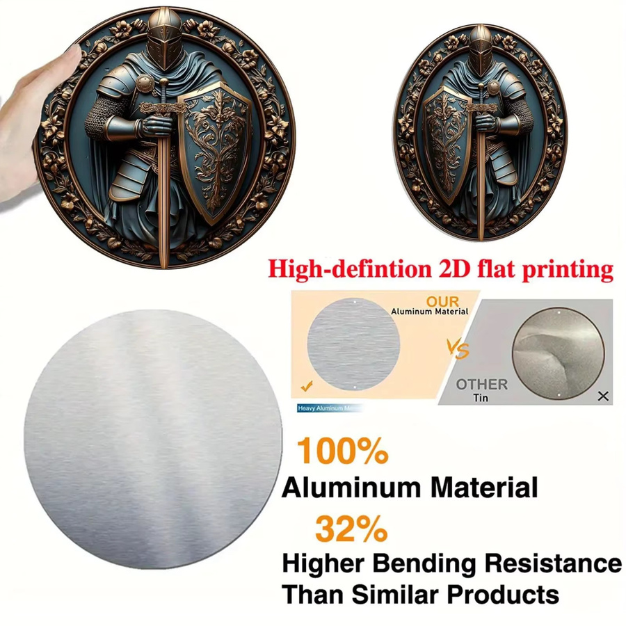 VIVO Aluminium-Ritterschwert-Schild in Schwarz als rustikale Metall-Wanddekoration, B/H: 20,3 x 20,3 cm - Bild 3
