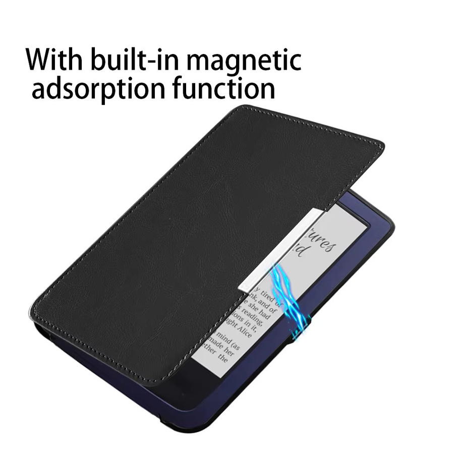 PU-Leder Flip Folio Smart Cover Standhülle für PocketBook Aqua PB640 und Aqua2 PB641 6 Zoll E-Reader in Schwarz - Bild 3