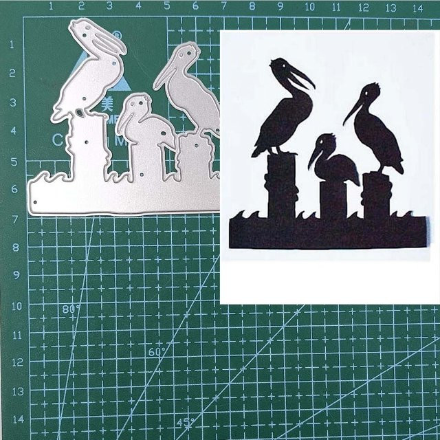 Dekorative Metall-Schneidewerkzeug Schablone in Vogel-Optik für Scrapbooking und Handwerk, Silber/Grau - Bild 1