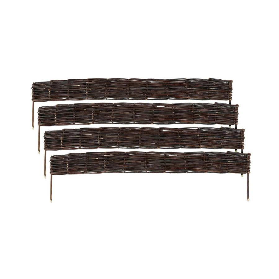 Relaxdays Beeteinfassung aus Weide in Braun, 4er Set, Steckbar für Garten und Blumenbeete, Höhe: 10 cm, Länge: 100 cm - Bild 2
