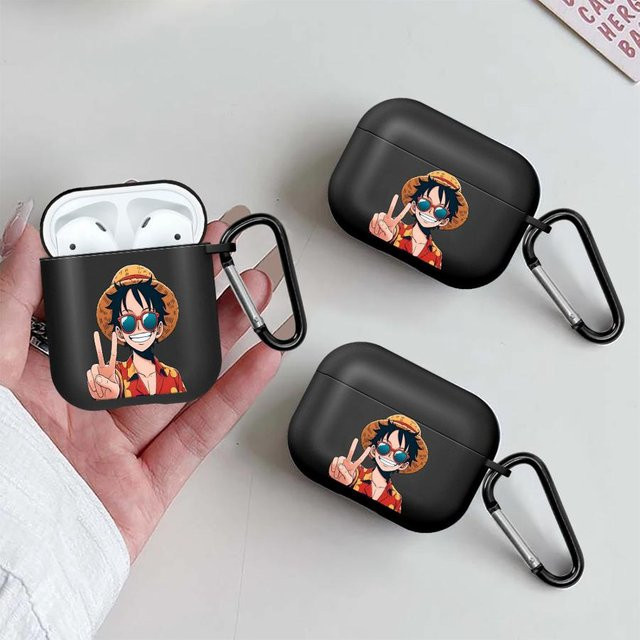 Schutzhülle für Apple AirPods Pro mit One Piece Anime-Charakter-Muster in Schwarz - Bild 1