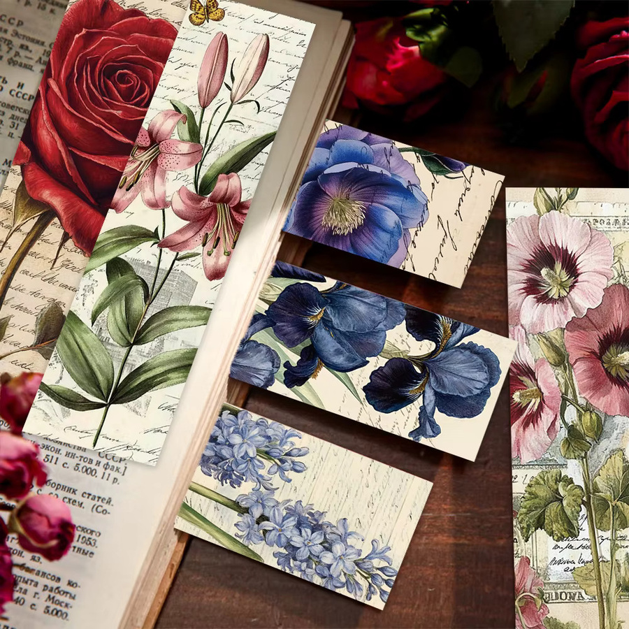 30 Stück Vintage-Blumen-Lesezeichen aus Papier in Multicolour für Schule und Studenten - Bild 2