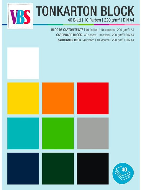 VBS XXL Tonkarton-Block Basic in Multicolor, A4 - Bild 1