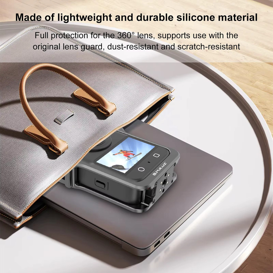 PULUZ Schützender Kaninchenkäfig aus Aluminiumlegierung für DJI Osmo 360 in Schwarz mit Objektivabdeckung - Bild 5