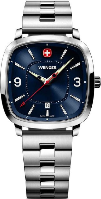 Wenger Herrenuhr, Quarz, Edelstahl, Blau, 37 mm, 5 ATM - Bild 1