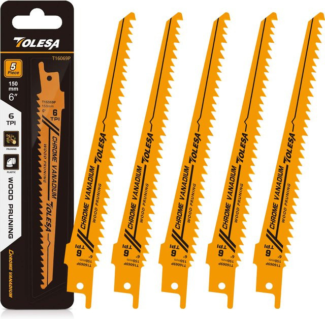 TOLESA 5er Set professionelle Säbelsägeblätter für Holz mit 6 TPI, Länge: 15,24 cm - Bild 1