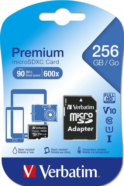 Verbatim Premium microSDXC Speicherkarte 256 GB Class 10 U1 mit SD-Adapter - Bild 1