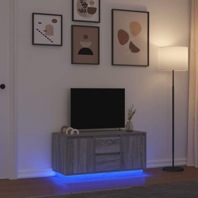 Vidaxl TV-Schrank mit LED-Leuchten in Grau, Modernes Design, B/T/H: 100 x 41 x 50 cm - Bild 1