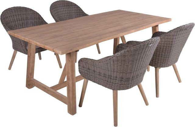 Garden Pleasure Gartenmöbel-Set Oakland/Pueblo 5-teilig aus Akazienholz in Grau-Braun - Bild 1