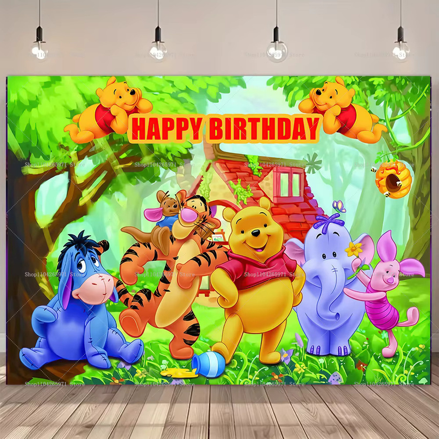 Disney Winnie The Pooh Fotohintergrund für Kindergeburtstage, Mehrfarbig, Rechteckig - Bild 1