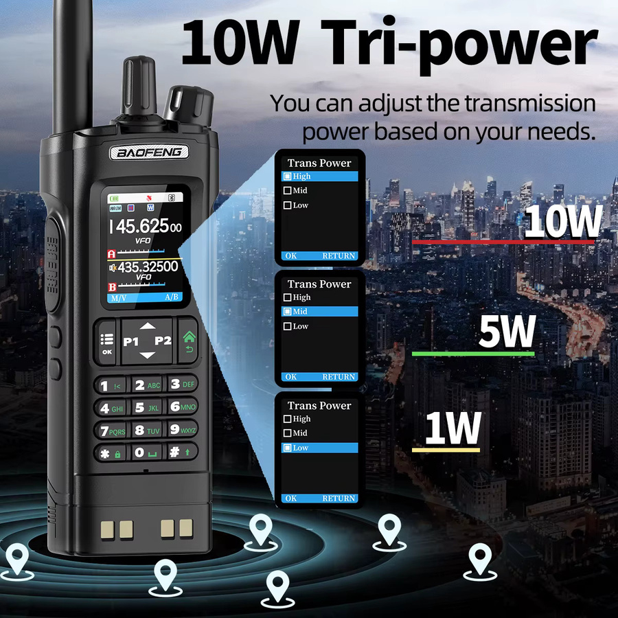 Baofeng UV-32 GPS Walkie Talkie in Schwarz mit Bluetooth-Programmierung und Multiband-Funkfunktion - Bild 5
