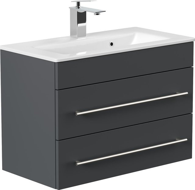 Posseik Badmöbel Portus 700 SlimLine in Grafit glänzend B/T/H: 70,4 x 36,0 x 49,6 cm - Bild 1