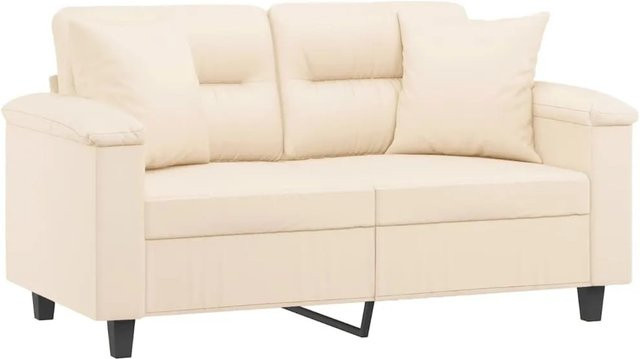 vidaXL 2-Sitzer-Sofa in Beige mit Kissen aus Mikrofasergewebe und Metallrahmen, Breite: 150 cm, Tiefe: 80 cm, Höhe: 77 cm - Bild 1