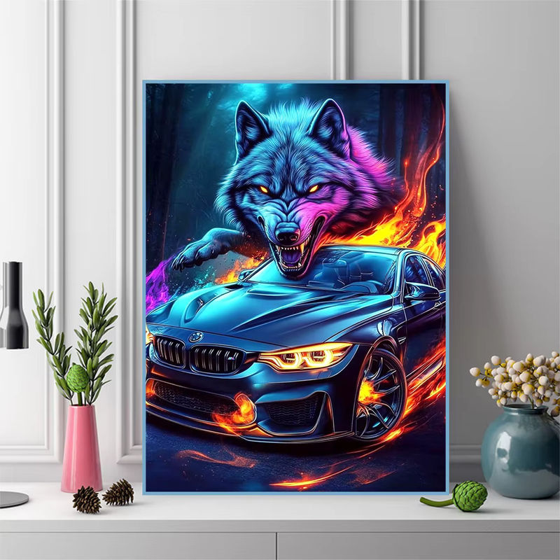 Momoart Diamantmalerei Wolf Tier DIY Mosaik-Set mit Strass in Mehrfarbig - Bild 3