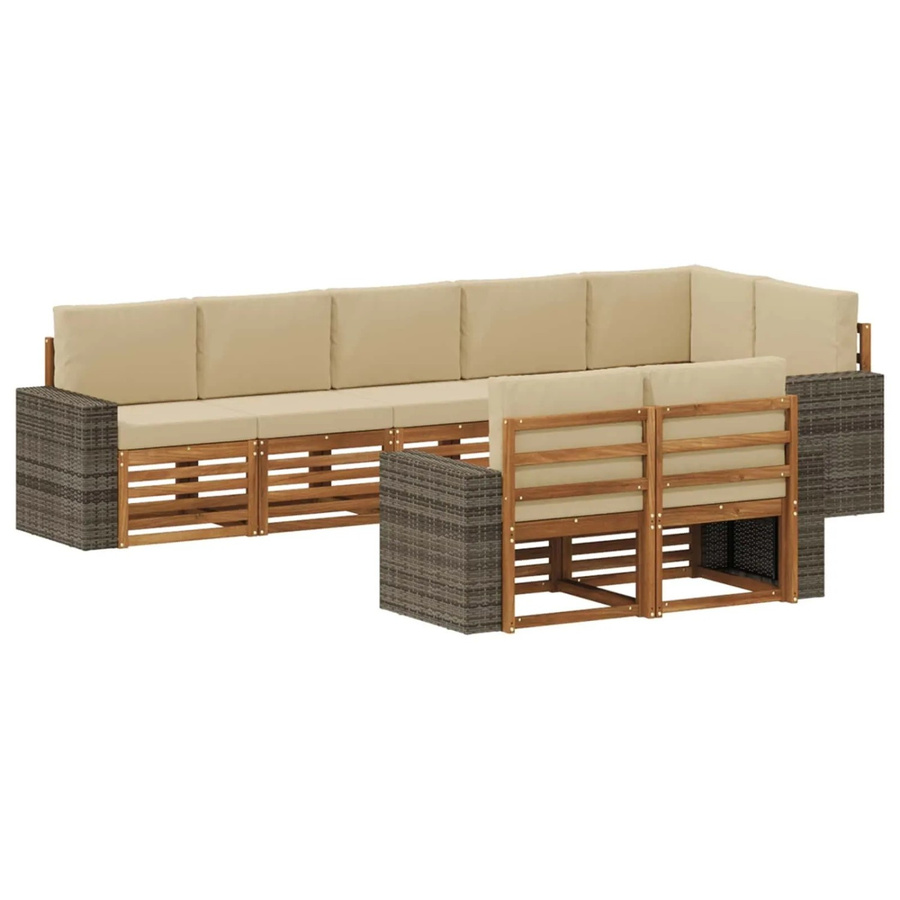 vidaXL Sofagarnitur aus Massivholz Akazie im modernen Latten-Design in Natur-beige - Bild 2