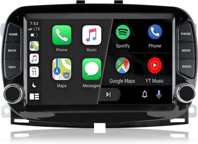 Junsun Autoradio für FIAT 500 (2016-2019) mit Bluetooth und GPS in Schwarz (7,0 Zoll) - Bild 1