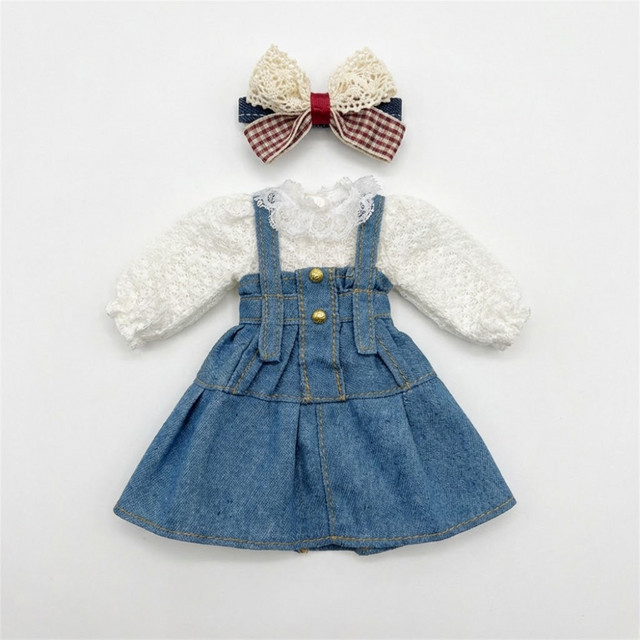 SIRENXI Puppenkleidung, modisches Outfit-Set, Kleid, Hut, Blau - Bild 1