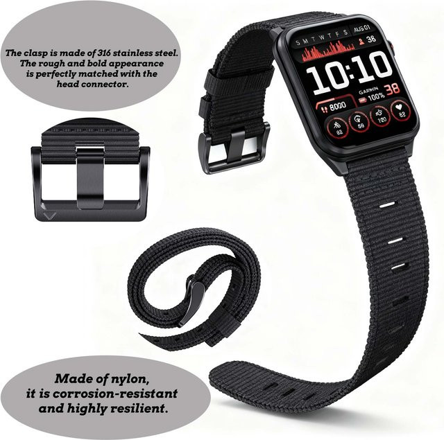 Garmin Uhrenarmband Nylon, 24 mm, Schwarz, Unisex - Bild 1