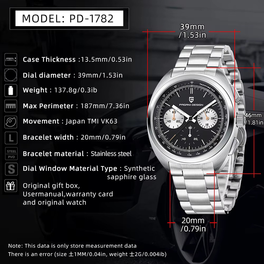 PAGANI DESIGN Chronograph, Quarz, Edelstahl, Silber, Herren - Bild 5