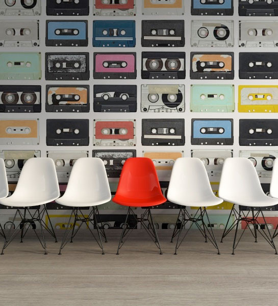 Rebel Walls Mural Mixed Tape Wandtattoo im Retro-Stil mit abstraktem Design in Multicolour - Bild 1