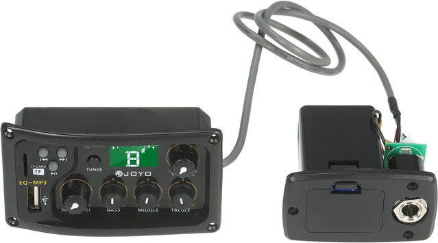 JOYO EQ-MP3 3-Band Equalizer System für akustische Gitarren mit LCD Tuner und Piezo Pickup in Schwarz - Bild 1