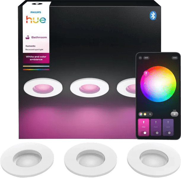 Philips Hue Xamento Badezimmer-Einbaustrahler White & Color, 3er-Pack, LED, IP44, Rund, RGBW - Bild 1