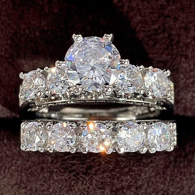 Huitan Mode Ringe, Kristall, Zirkonia, Silber, Damen - Bild 1