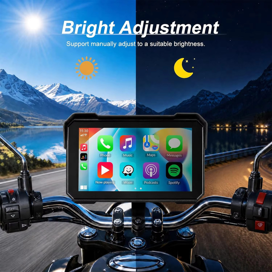 Jansite Tragbares 5-Zoll Motorrad-GPS-Navigationsdisplay mit CarPlay und Android Auto in Schwarz - Bild 6