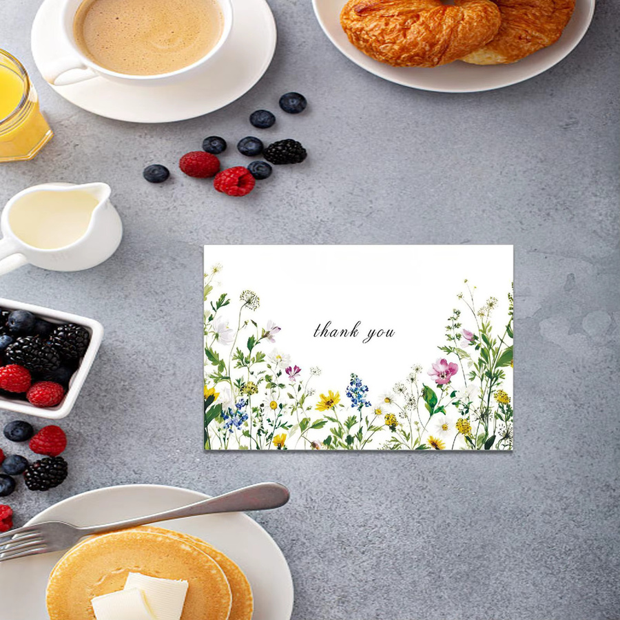 4er-Set Grußkarten mit Aquarell-Blumen und botanischem Design inklusive Umschlägen in Mehrfarbig - Bild 2