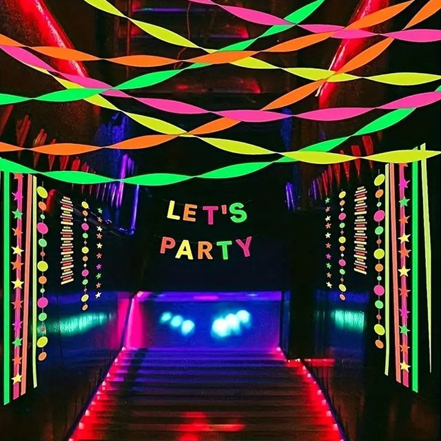 UV-fluoreszierendes Krepppapier in Multicolour für Party-Dekorationen, 25m Länge - Bild 1