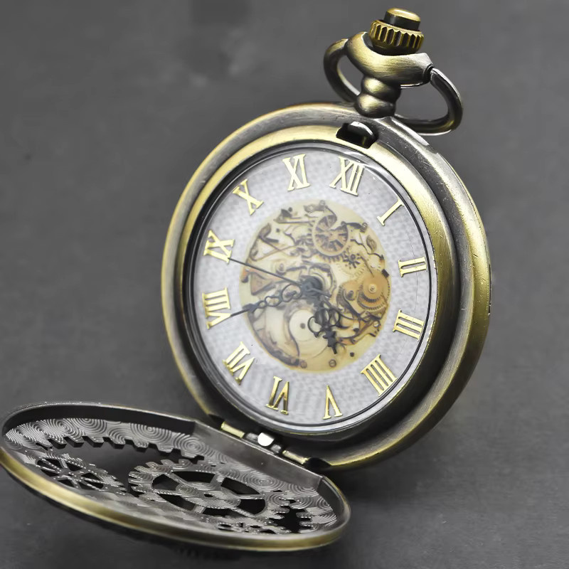 wecin Taschenuhr Halskette Anhänger, Quarz, Messing, Bronze, Unisex - Bild 2