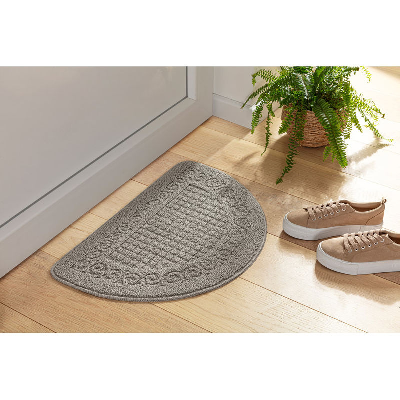 Hochflor-Fußmatte viva domo halbrund in Grau mit rutschfester Unterseite - Bild 2