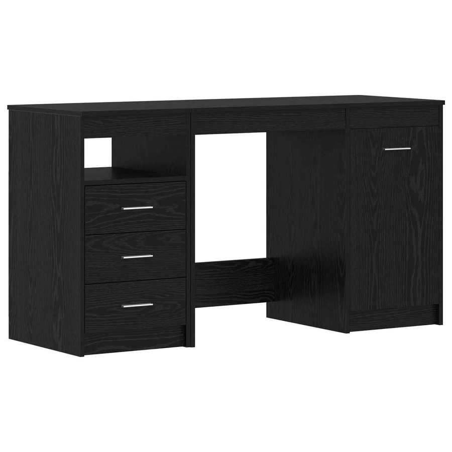 vidaXL Schreibtisch 2-teilig in Schwarz und Eichen-Optik, B/T/H: 140 x 50 x 76 cm - Bild 2