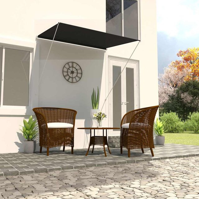 vidaXL Einziehbare Markise aus Polyestergewebe mit Stahlrahmen, Anthrazit, B/T: 150 x 150 cm - Bild 2