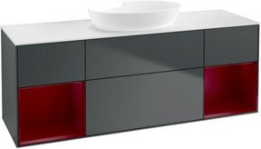 V&B Waschtischunterschrank Finion mit Wandbeleuchtung, Breite: 160 cm, Tiefe: 50,1 cm, Höhe: 50,1 cm, lackiert, matt blau - Bild 1
