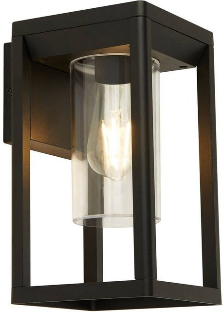 Atlanta Wandaußenleuchte in Schwarz mit transparentem Glas, B/H/T: 15 x 27 x 16,5 cm - Bild 1