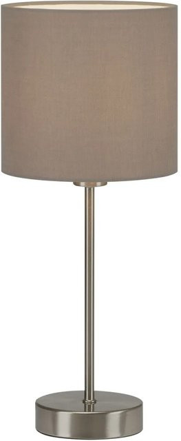 Brilo Tischleuchte Fabric mit Kabelschalter in Taupe und Beige, E14 Fassung, Stoffschirm - Bild 1