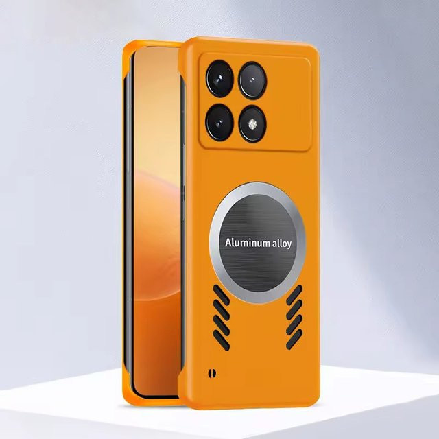 Magnetische Xiaomi Handyhülle mit rahmenloser Wärmeableitung und stoßfestem Schutz in Schwarz oder Orange - Bild 1