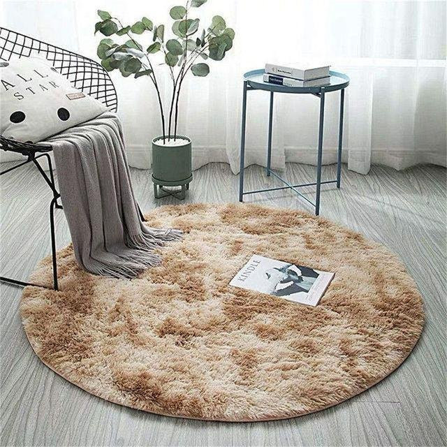 Runder Teppich von Yiran Furniture im nordischen Stil, grau gestreift, weich und rutschfest, Durchmesser: 100 cm - Bild 1