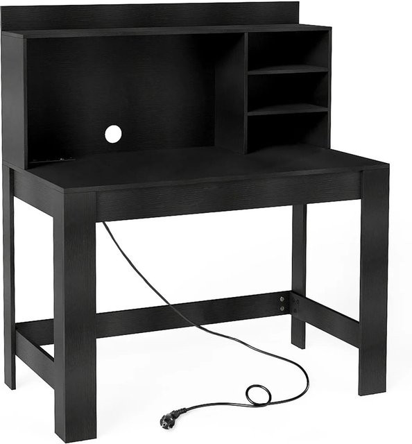 Costway Schreibtisch mit Ladestation und Steckdose in Schwarz, moderner Computer-Schreibtisch für dein Home-Office, B/T/H: 125 x 60 x 75 cm - Bild 1