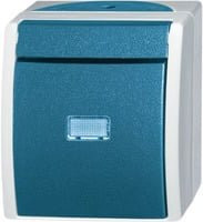 Busch-Jaeger Wechselschalter 2601/6 WGL-53 Aufputz mit Komplettgehäuse in Grau, IP44 - Bild 1