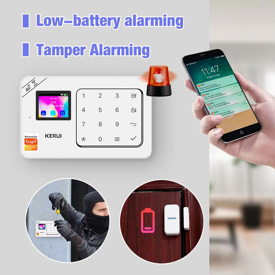 KERUI 4G WiFi Smart Home Alarmsystem Tuya App Steuerung mit PIR Bewegungssensor und drahtlosem Einbruchschutz in Weiß - Bild 5
