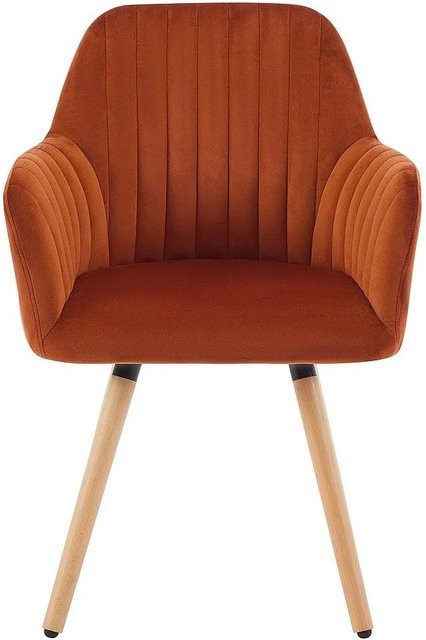 Vente-unique Eleana Stuhl aus Samt und Metall in Terracotta, Höhe: 56 cm - Bild 1