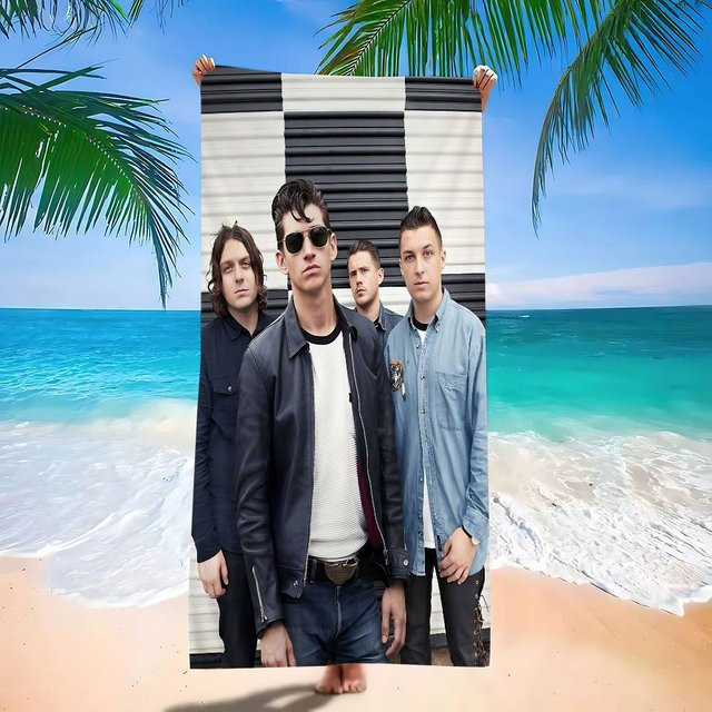 JMG Household Supplies Mikrofaserdecke Arctic M-Monkeys Vintage Band, Saugfähiges Strandtuch aus Mikrofaser und Baumwolle, Schwarz, 182 x 182 cm - Bild 1