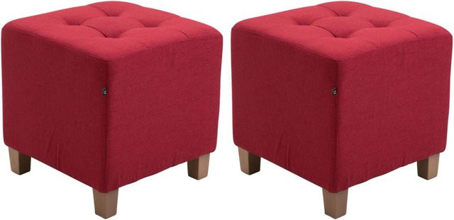 DELUKE 2er Set Sitzhocker CELIS Polsterhocker aus Stoff in Rot, B/T/H: 45 x 45 x 46 cm - Bild 1