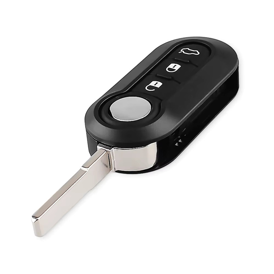 KEYYOU Flip Remote Auto Schlüssel Gehäuse mit 3 Tasten in Schwarz für Fiat 500, 500L, Punto, Fiorino, Doblo und Qubo - Bild 2