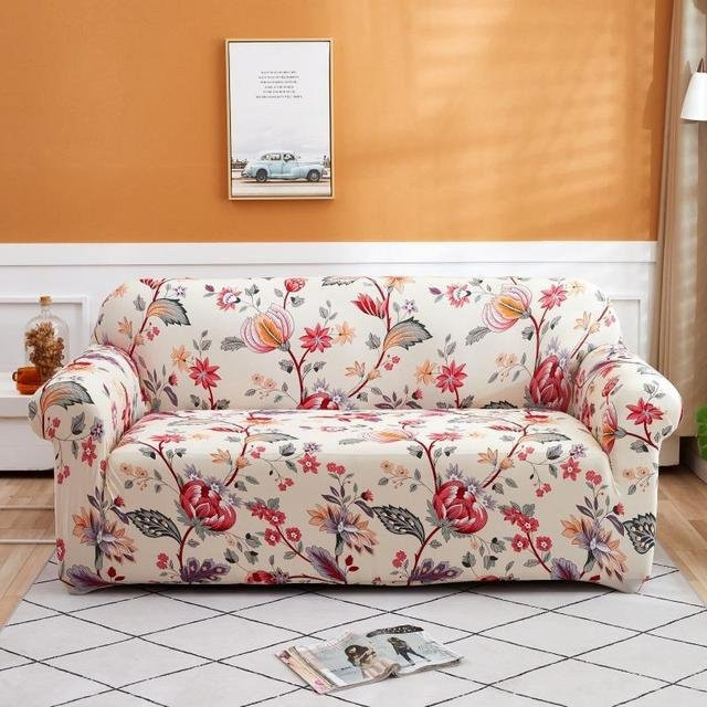 Housmife Elastischer Sofabezug mit Blumenmuster in Multicolour für 4-Sitzer, Breite: 235-300 cm - Bild 1