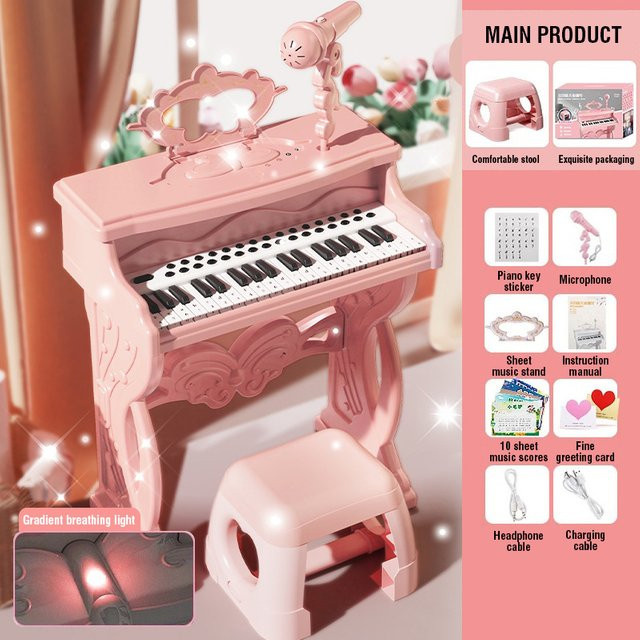 CONUSEA Elektronisches Keyboard, Musikinstrument-Spielset, mit Mikrofon und Stuhl - Bild 1